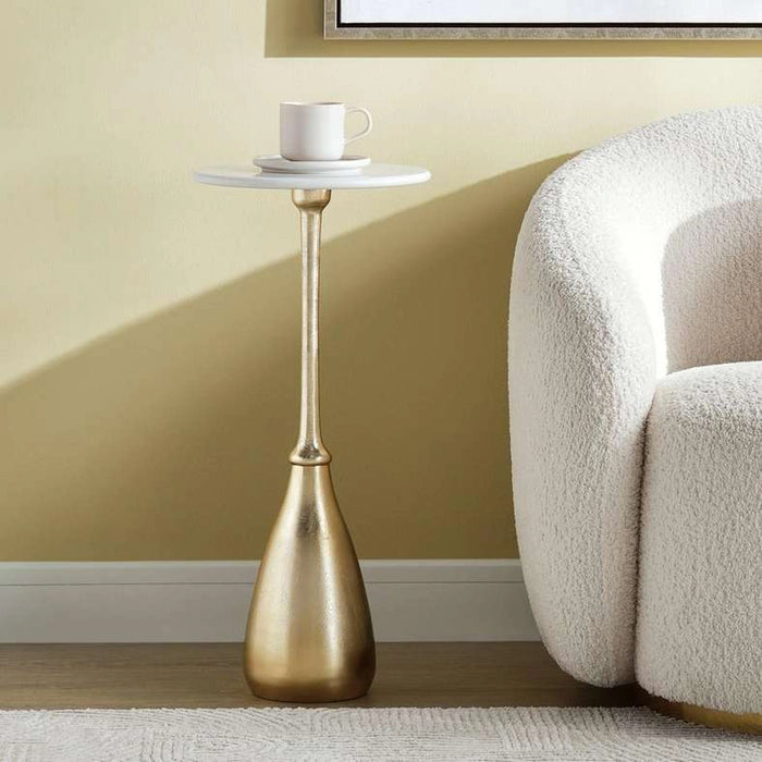 Zhilov Drink Table Marble - White & Gold