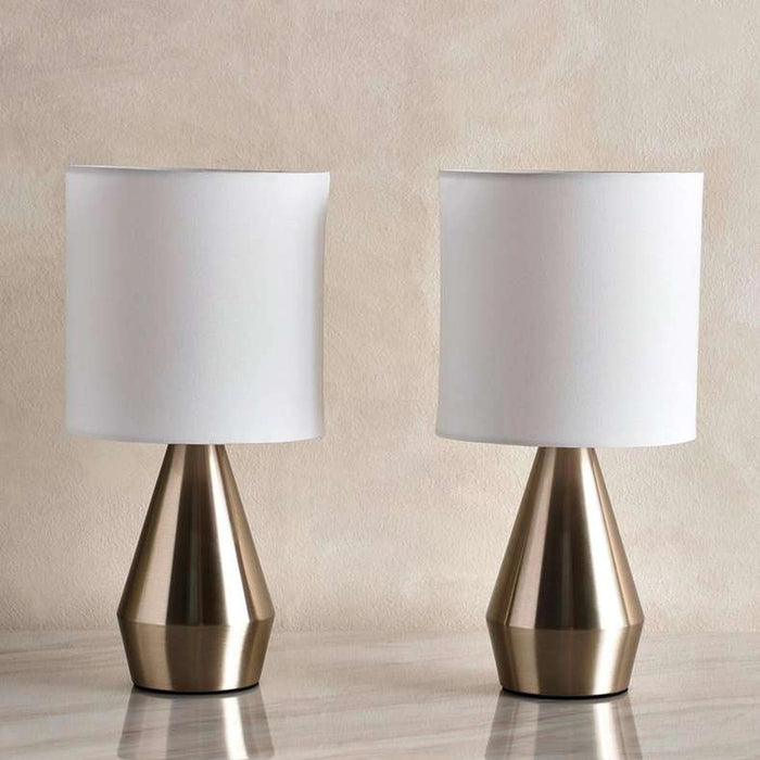 Zimmer 2-Piece E14 Metal Table Lamp 16X31.5Cm - Satin Nickel
