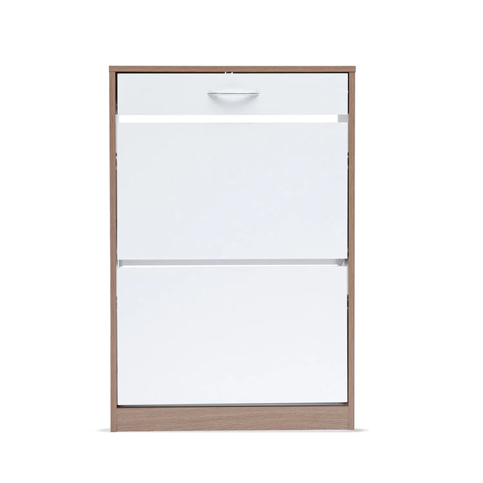 Zimtown Shoe Rack 12 Pairs With 3 Drawer - White Natural