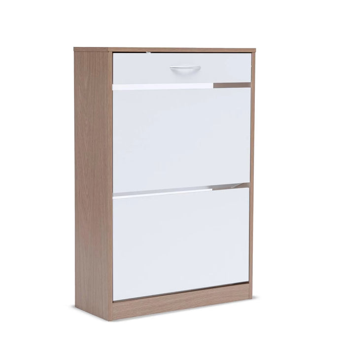 Zimtown Shoe Rack 12 Pairs With 3 Drawer - White Natural