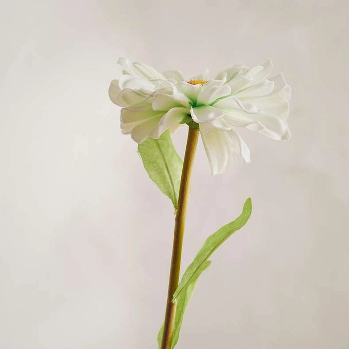 Zinnia Real Touch Artificial Stem Flower H45Cm - White