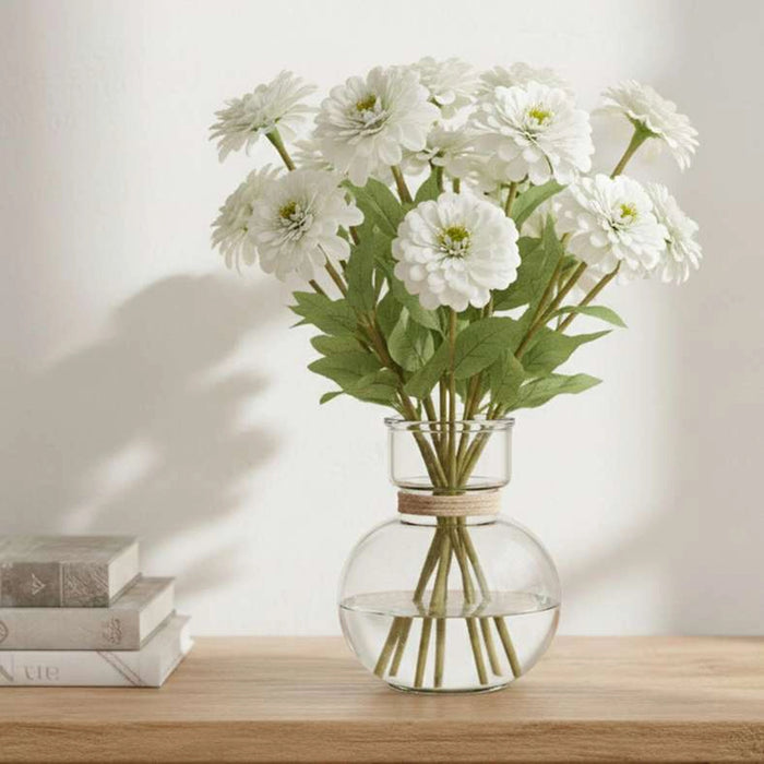 Zinnia Real Touch Artificial Stem Flower H45Cm - White