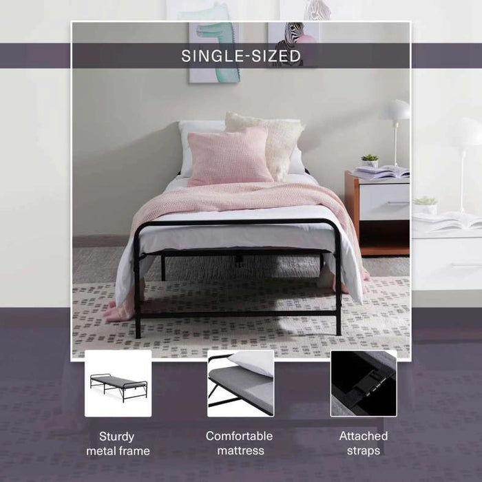 Zinus Folding Bed With Mattress - Grey Black