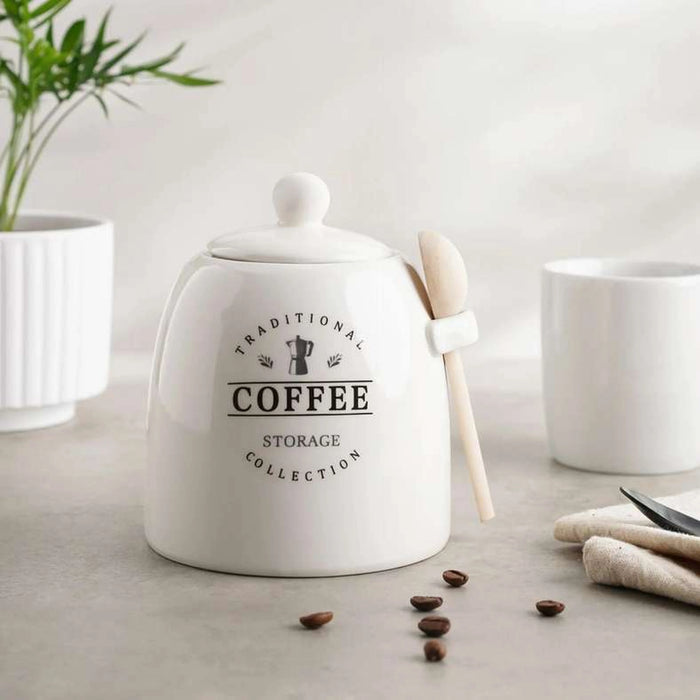Zira Coffee Canister With Spoon 700Ml - White