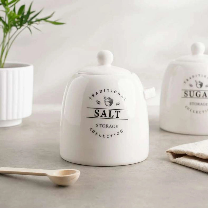 Zira Salt Canister With Spoon 700Ml - White