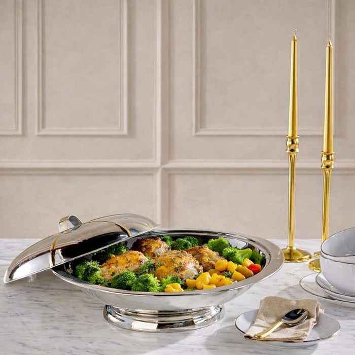 Ziya Gold Serving Dish 40Cm - Chrome & Gold