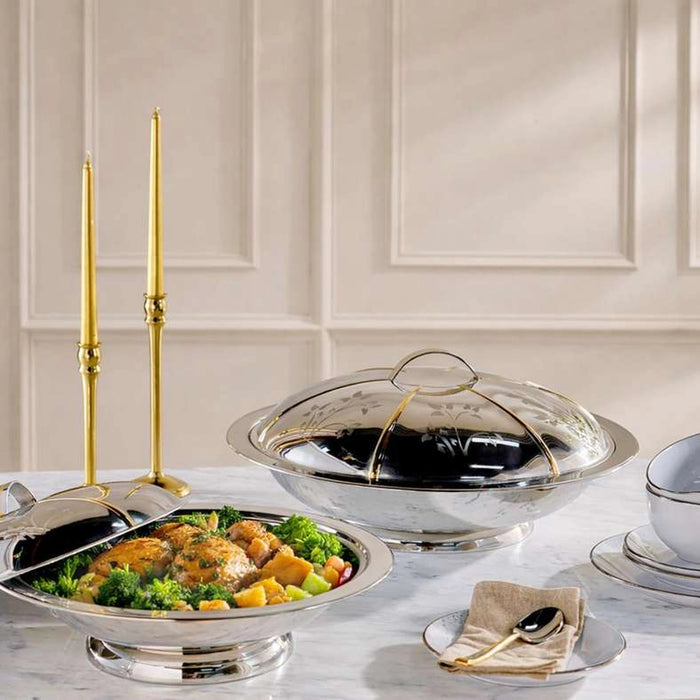Ziya Gold Serving Dish 40Cm - Chrome & Gold