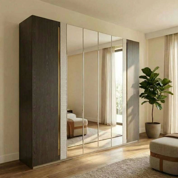 Zoe 6 Door Wardrobe - Light Grey