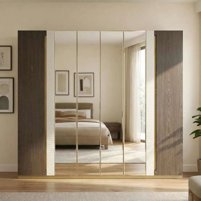 Zoe 6 Door Wardrobe - Light Grey