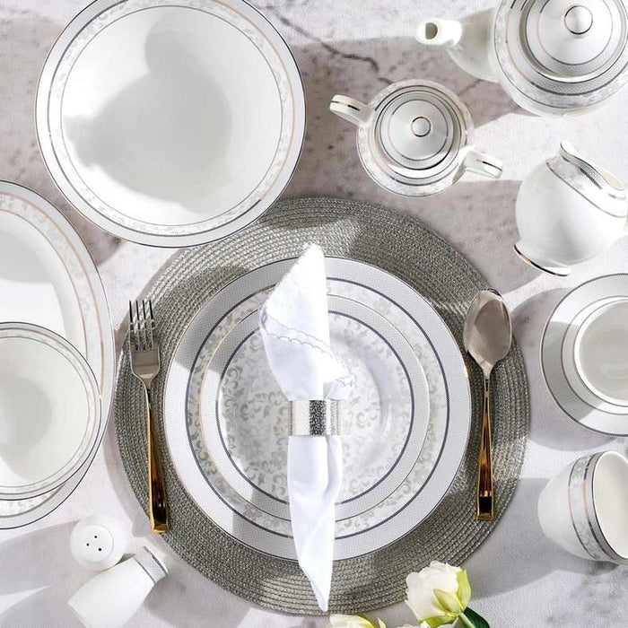 Zoha 47-Piece Porcelain Dinner Set -White