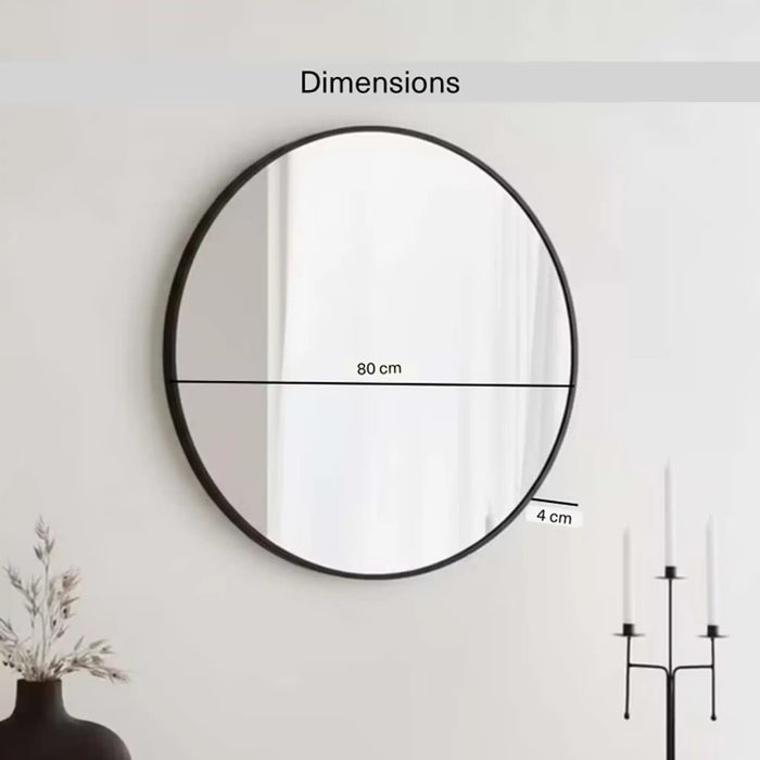 Stanley Metal Wall Mirror Dia 80cm - Black Pan Home