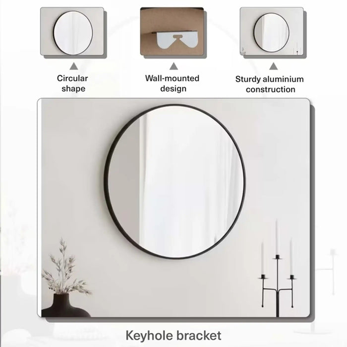 Stanley Metal Wall Mirror Dia 80cm - Black Pan Home