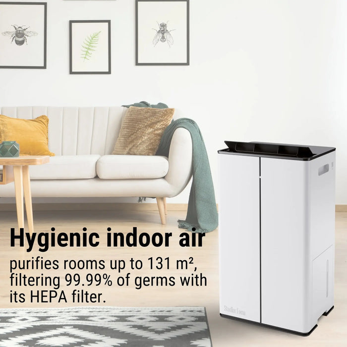 Stadler Form 50L Lukas Pro Dehumidifier and Air Purifier, 24 Hours Dehumidification, for Large Rooms up to 175 m², Auto Mode, Air Purification Mode, HEPA Filter, WiFi, Quiet, 5 Years Warranty