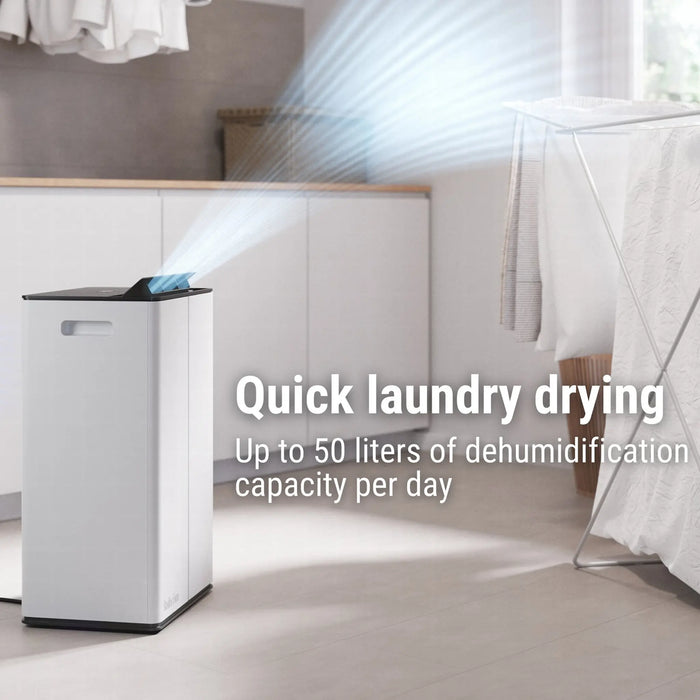 Stadler Form 50L Lukas Pro Dehumidifier and Air Purifier, 24 Hours Dehumidification, for Large Rooms up to 175 m², Auto Mode, Air Purification Mode, HEPA Filter, WiFi, Quiet, 5 Years Warranty