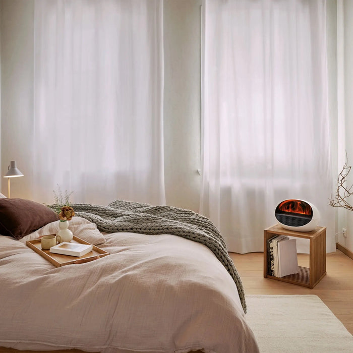 Stadler Form Erik Fan Heater Aroma Diffuser & Electric Fireplace 3-in-1 Swiss Design Fireplace Effect 4 Colours Led Remote Control Efficient Temperature Control White 2 Years Warranty + Local Support