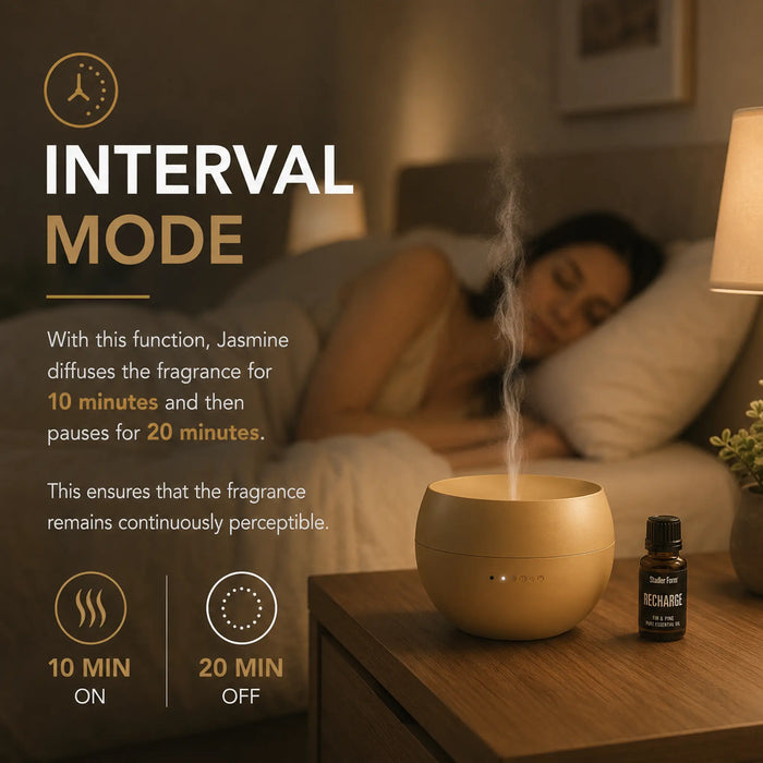 Stadler Form Jasmine Swiss Design Aroma Diffuser Gold Finish – Ultrasonic Mist, Limited Edition, Interval Mode, Up to 24H Runtime, Auto Shut-Off, 2-Year Warranty + Local Support