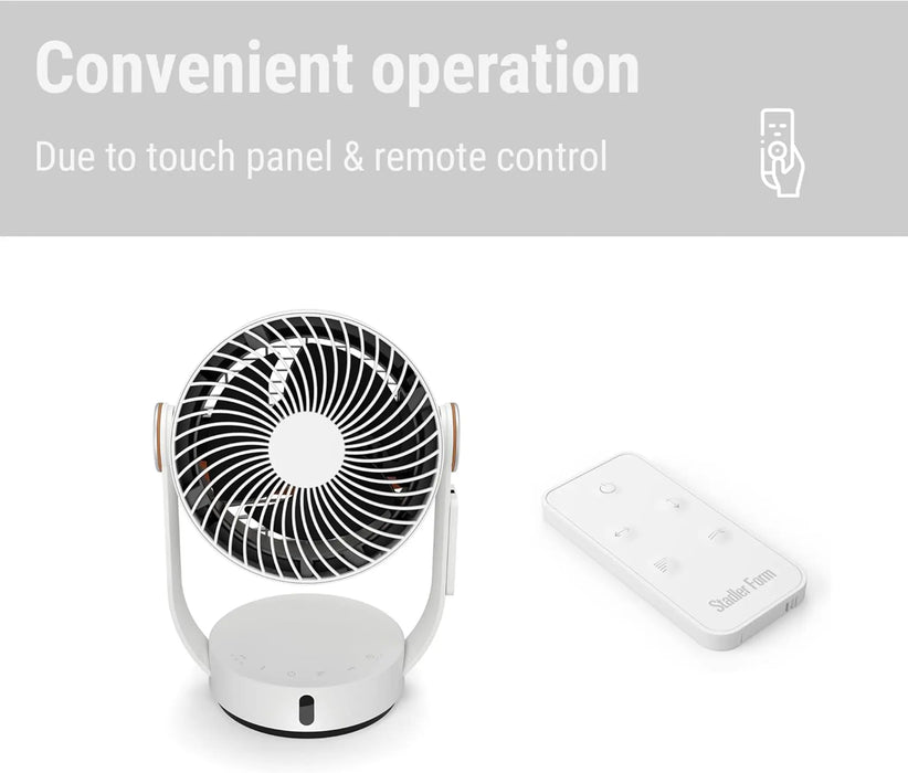 Stadler Form Leo Swiss Design 3D Air Circulator Fan, White – Horizontal & Vertical Oscillation, 8m Wind Reach, Magnetic Remote Holder, Powerful & Quiet, 2-Year Warranty + Local Support
