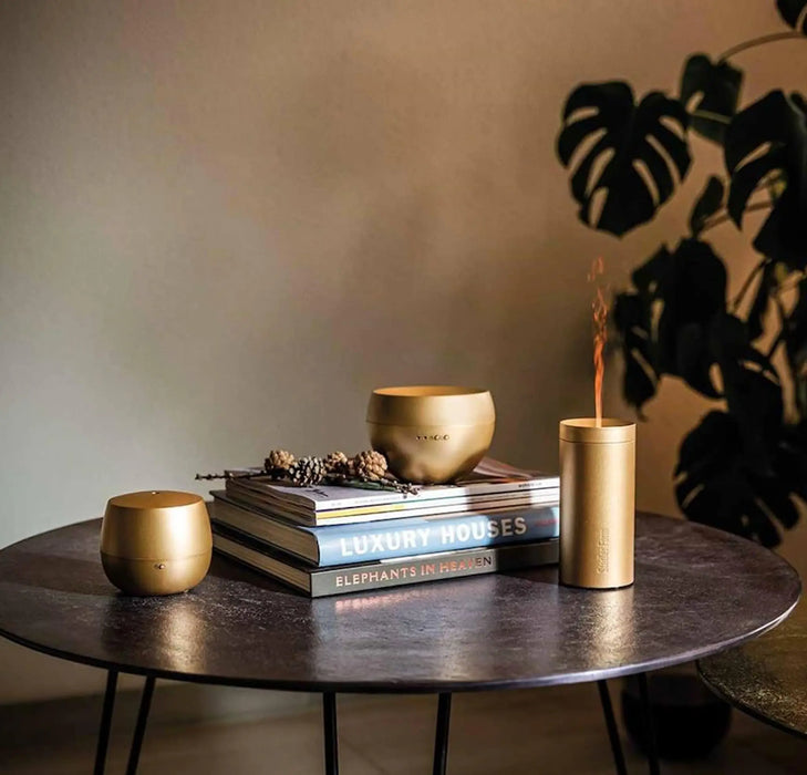 Stadler Form Lucy Limited Gold Edition Swiss Design Essential Oil Aroma Diffuser with Flame Effect & 7 Hour Battery, Aromatherapy Diffusers for Home & Office, 2 Year Warranty + Local Support + Essential Oil