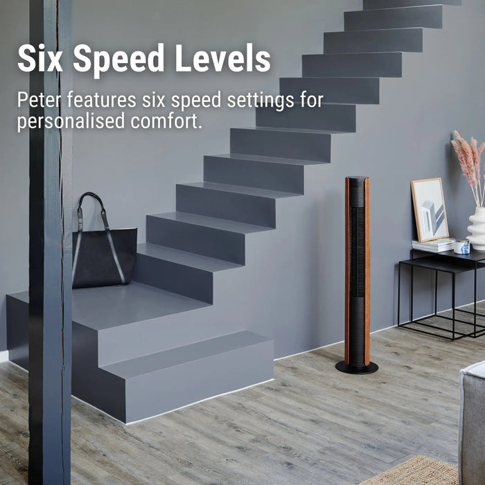 Stadler Form Peter Leatherette Swiss Design Column Fan Timer, Oscillation, Remote Control 6 Speed Levels Leatherette, Low Energy Consumption, 2-Year Warranty by Manufacturer + Local Support