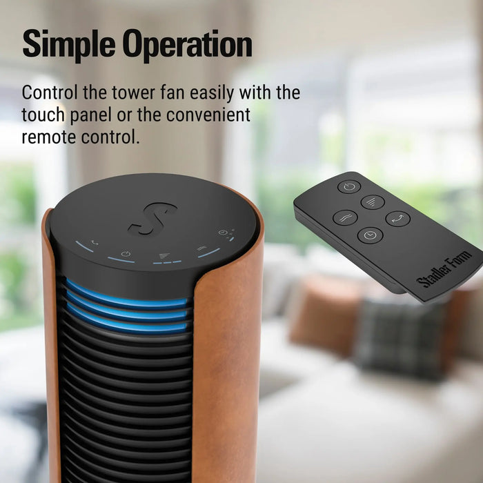 Stadler Form Peter Leatherette Swiss Design Column Fan Timer, Oscillation, Remote Control 6 Speed Levels Leatherette, Low Energy Consumption, 2-Year Warranty by Manufacturer + Local Support