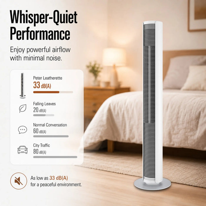 Stadler Form Peter White Swiss Design Column Fan Timer, Oscillation, Remote Control 6 Speed Levels Leatherette, Low Energy Consumption, 2-Year Warranty by Manufacturer + Local Support