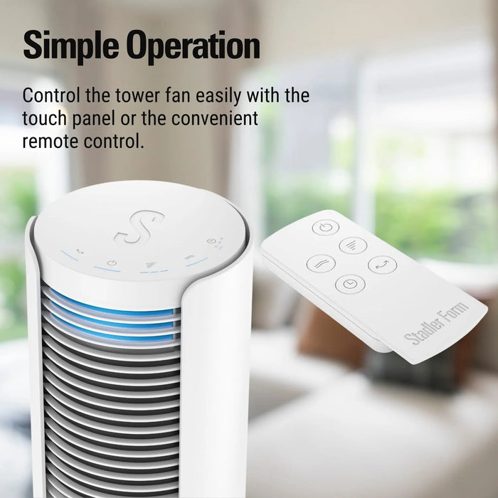 Stadler Form Peter White Swiss Design Column Fan Timer, Oscillation, Remote Control 6 Speed Levels Leatherette, Low Energy Consumption, 2-Year Warranty by Manufacturer + Local Support