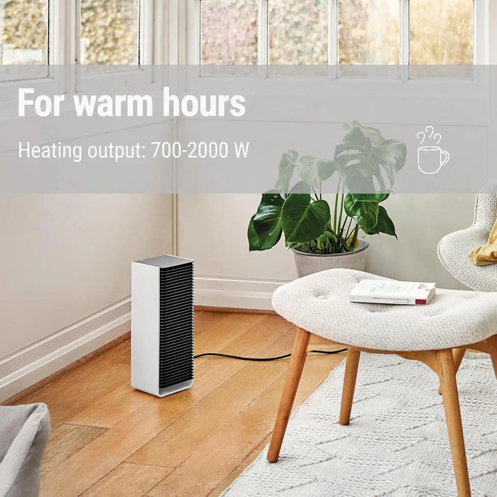 Stadler Form Sam Fan Heater with WiFi, PTC Ceramic Heating Element, Auto Mode, Thermostat, Tilt Protection, 4 Power Levels, 700-2,000 W, Mobile, Energy Saving, Quiet, White/Black