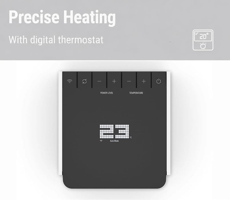 Stadler Form Sam Fan Heater with WiFi, PTC Ceramic Heating Element, Auto Mode, Thermostat, Tilt Protection, 4 Power Levels, 700-2,000 W, Mobile, Energy Saving, Quiet, White/Black