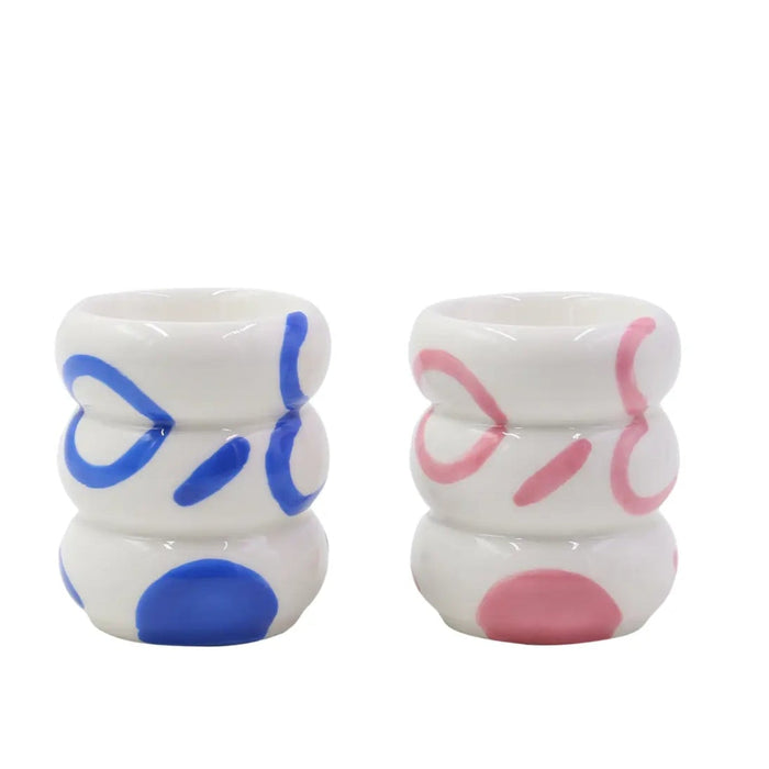 Set Of Egg Cups Stella - 2 Sold As Set  Pink & Blue