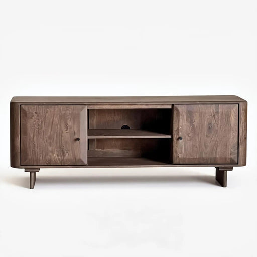 Rizoel Tv Unit Up To 70 Inches With 2 Door Solid Wood - Dark Oak Pan Home