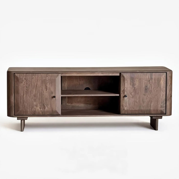 Rizoel Tv Unit Up To 70 Inches With 2 Door Solid Wood - Dark Oak Pan Home