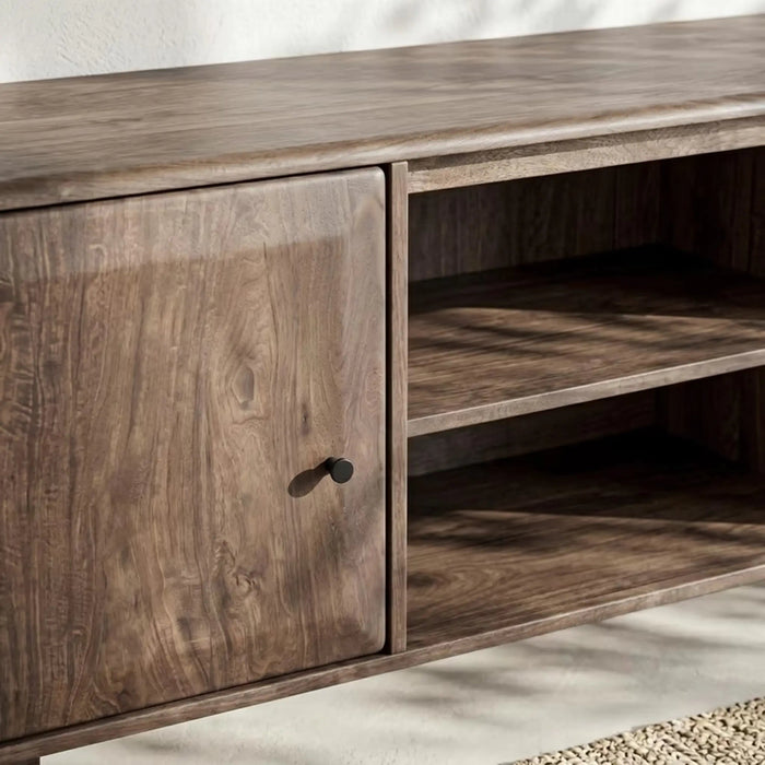 Rizoel Tv Unit Up To 70 Inches With 2 Door Solid Wood - Dark Oak Pan Home