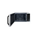 Microwave oven with open door on a white background
