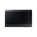 Black microwave oven on a white background