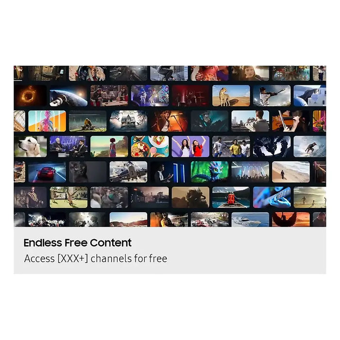 Collage of various video thumbnails with text about free content access.