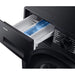 Samsung washing machine drawer with blue and white compartment on a white background