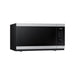 Black and silver microwave oven on a white background