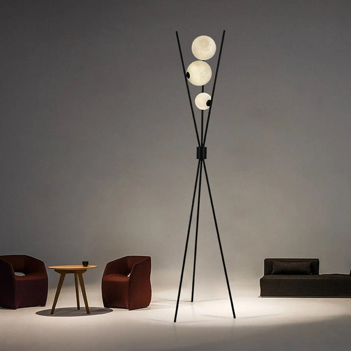 3 balls black floor lamp