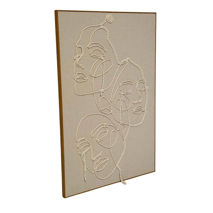 3D Abstract Face Line Wall Art with Pearl Detailing