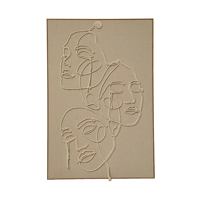 3D Abstract Face Line Wall Art with Pearl Detailing