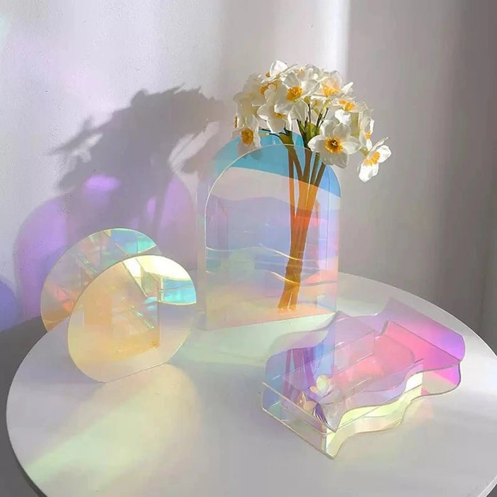 Acrylic rainbow decoration flowers Vases