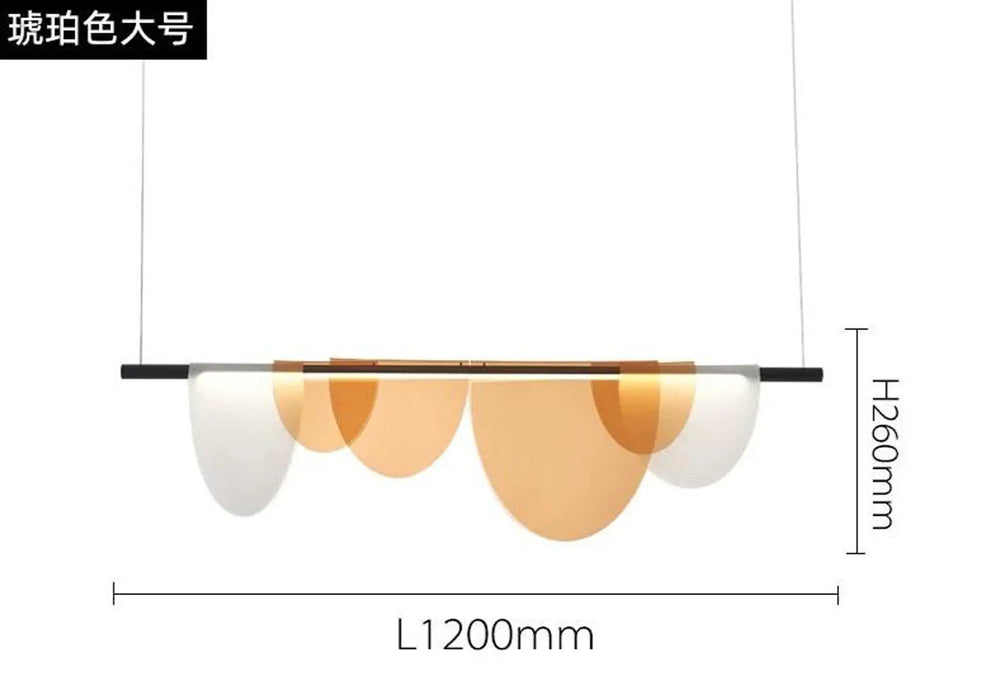 Amber Wave Linear LED Pendant Light – Modern Matte Black & Acrylic Design