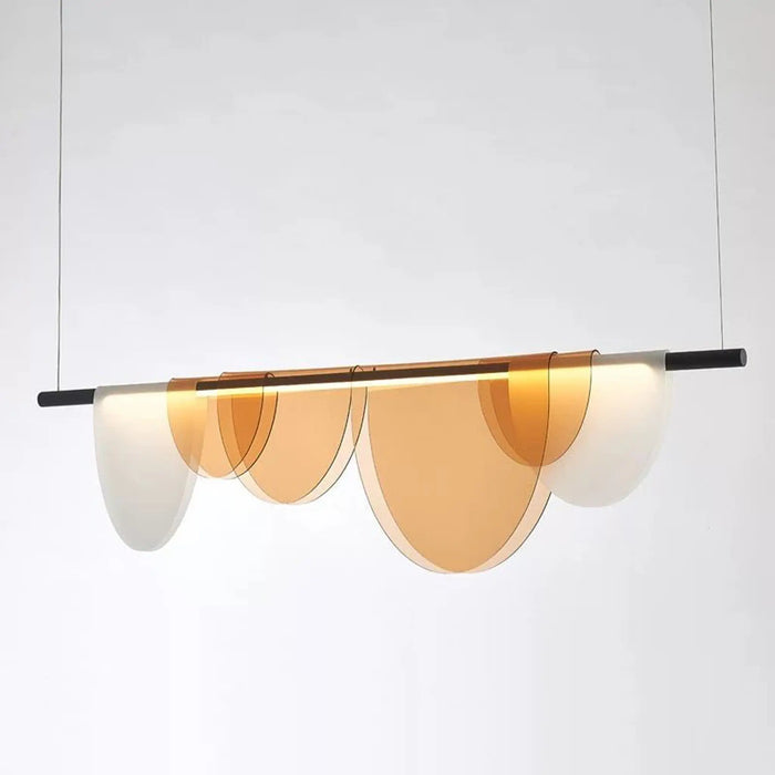 Amber Wave Linear LED Pendant Light – Modern Matte Black & Acrylic Design