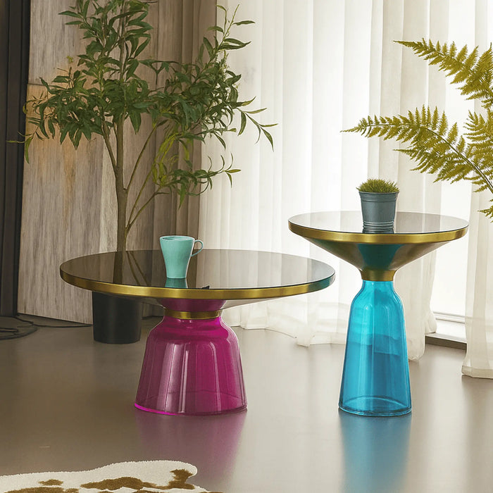 AUREA Duo Glass Coffee Table Set - colorful