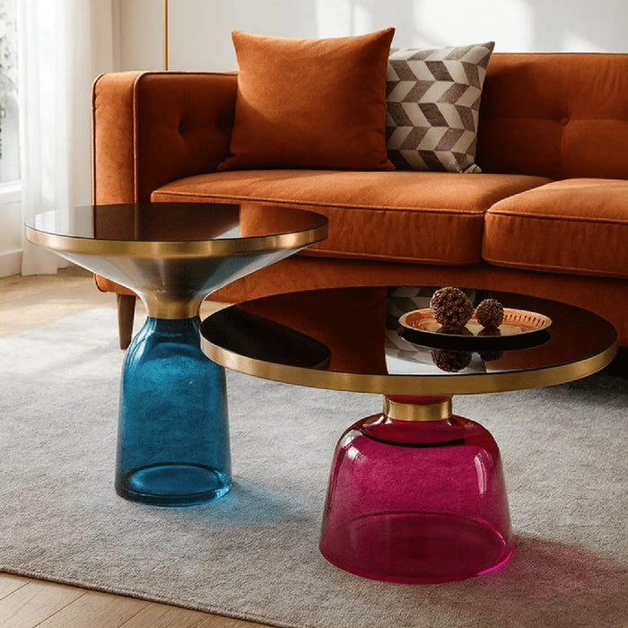 AUREA Duo Glass Coffee Table Set - colorful