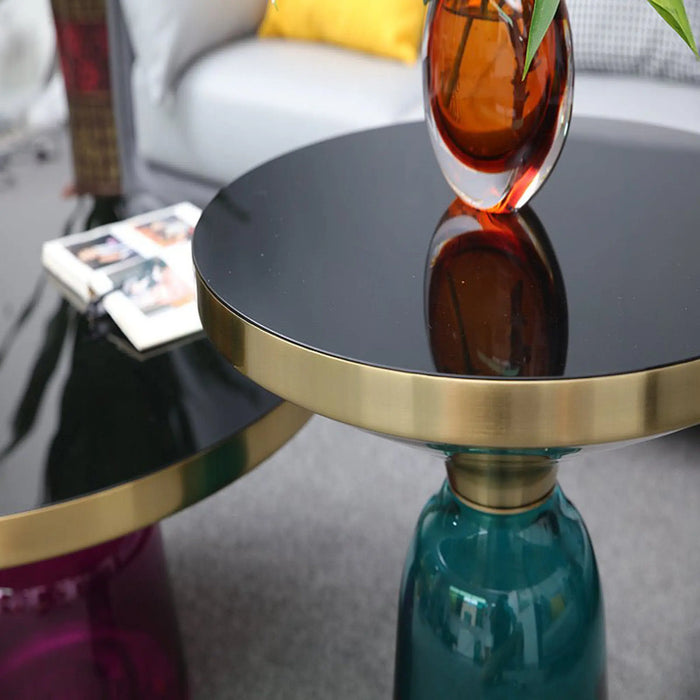 AUREA Duo Glass Coffee Table Set - colorful