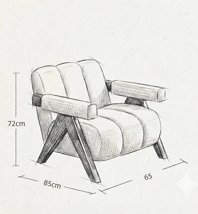 Auro Sculpted Accent Chair – Solid Wood & Soft Beige Upholstery
