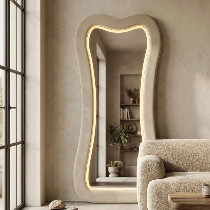 Auss Velvet LED Organic Floor Mirror — Sculptural Full-Length Mirror 180 × 80 cm