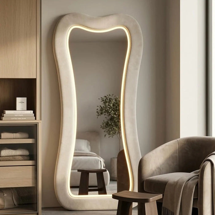 Auss Velvet LED Organic Floor Mirror — Sculptural Full-Length Mirror 180 × 80 cm