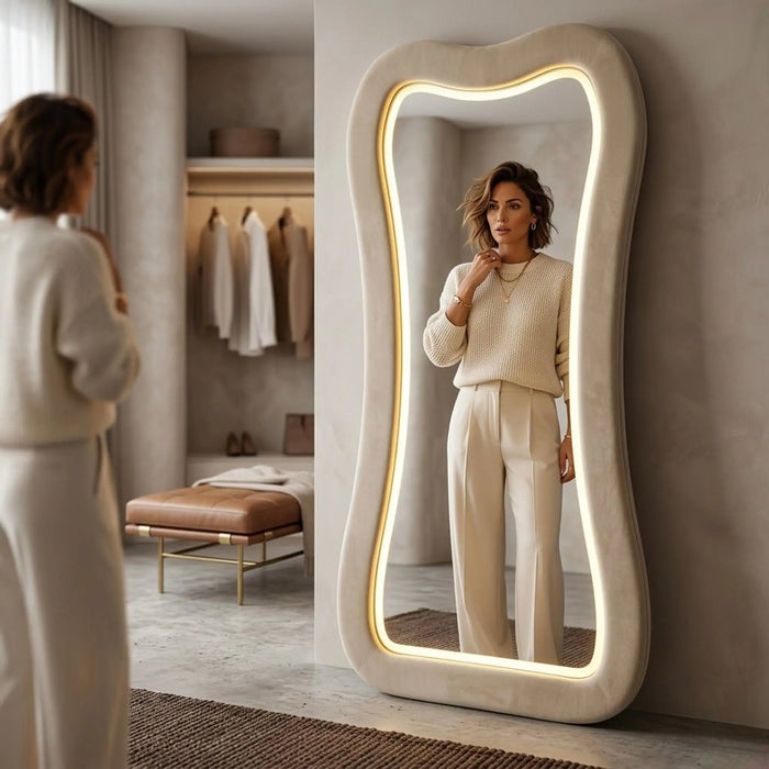 Auss Velvet LED Organic Floor Mirror — Sculptural Full-Length Mirror 180 × 80 cm